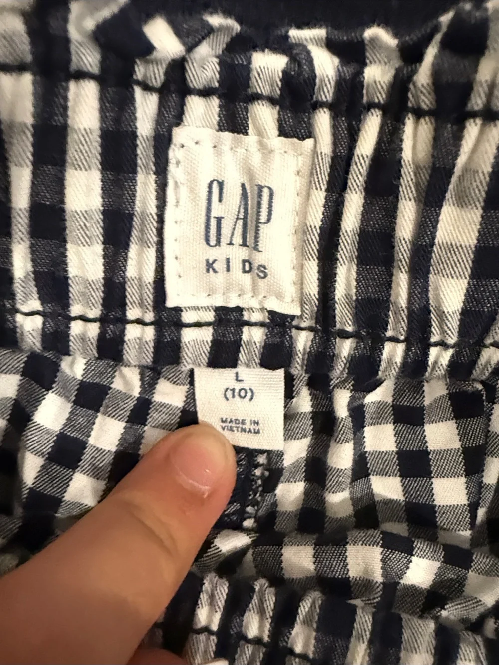 GAP Navy Top with Black & White Gingham Shorts Set